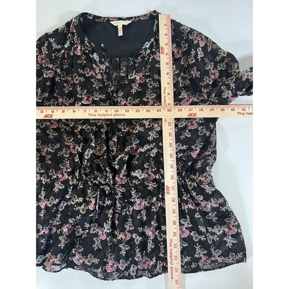 Rebecca Taylor black pink floral whimsigoth velvet burnout blouse 6 sheer grunge - Picture 7 of 12